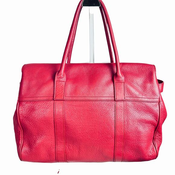 Bayswater Inspired Leather Tote Satchel Red Silver Toned Hardware READ - Picture 2 of 16
